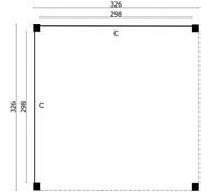 Tuindeco Douglas plat dak overkapping Stavanger type L, type 1 zwart gespoten thumbnail