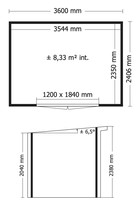 Woodlands tuinhuis Q Line 360x240 geïmpregneerd thumbnail