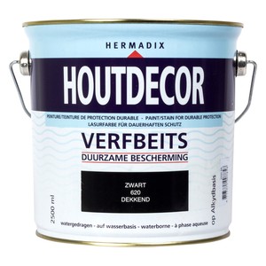 Hermadix Houtdecor verfbeits Zwart dekkend 2,5L