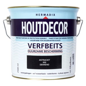 Hermadix Houtdecor verfbeits Antraciet dekkend 2,5L