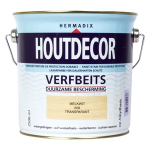 Hermadix Houtdecor verfbeits Melkwit transparant 2,5L