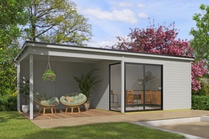 Outdoor Life Products Olivia 385x295 + aanbouw Platinum Grey