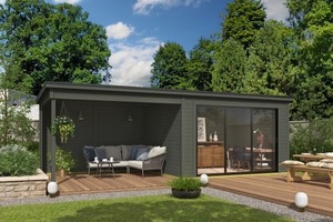 Outdoor Life Products Pernilla 385x295 + aanbouw Green Grey