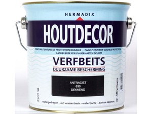 Hermadix Houtdecor verfbeits Antraciet dekkend