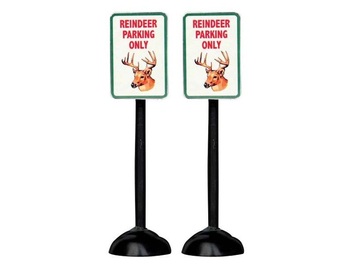 Lemax Reindeer Parking Only Sign, set of 2