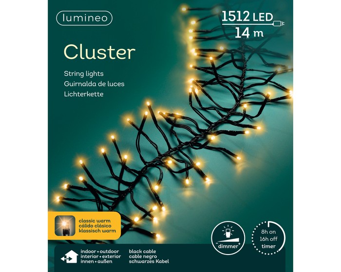 Lumineo cluster kerstverlichting buiten - 1128LED - warm wit