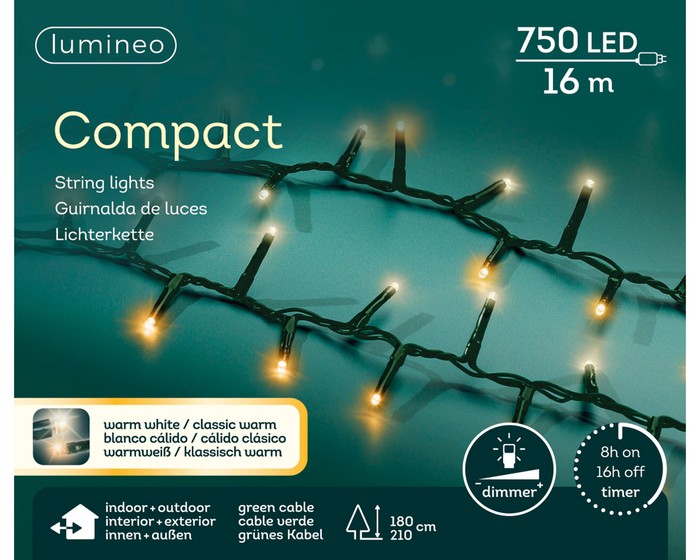 Lumineo Compact Steady 750 LED Warm Wit Klassiek Warm Kerstverlichting 