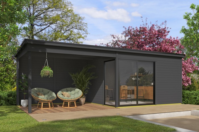 Outdoor Life Products Olivia 385x295 + aanbouw Carbon Grey