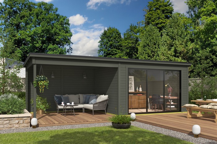 Outdoor Life Products Pernilla 385x295 + aanbouw Green Grey