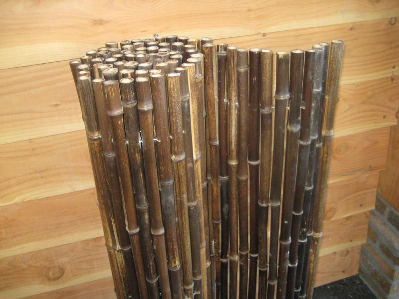 Bamboescherm zwart/bruin op rol 180 x 200